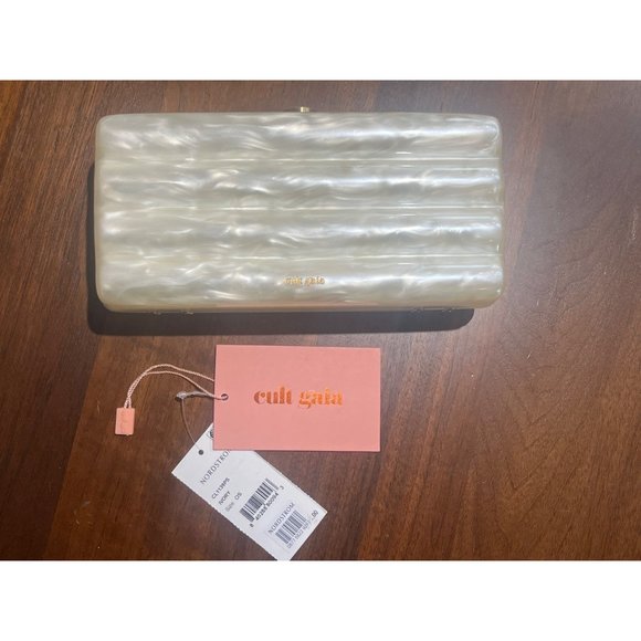 Cult Gaia Enid Textured Acrylic Clutch Bag in Ivory New Womens Purse - Picture 7 of 17